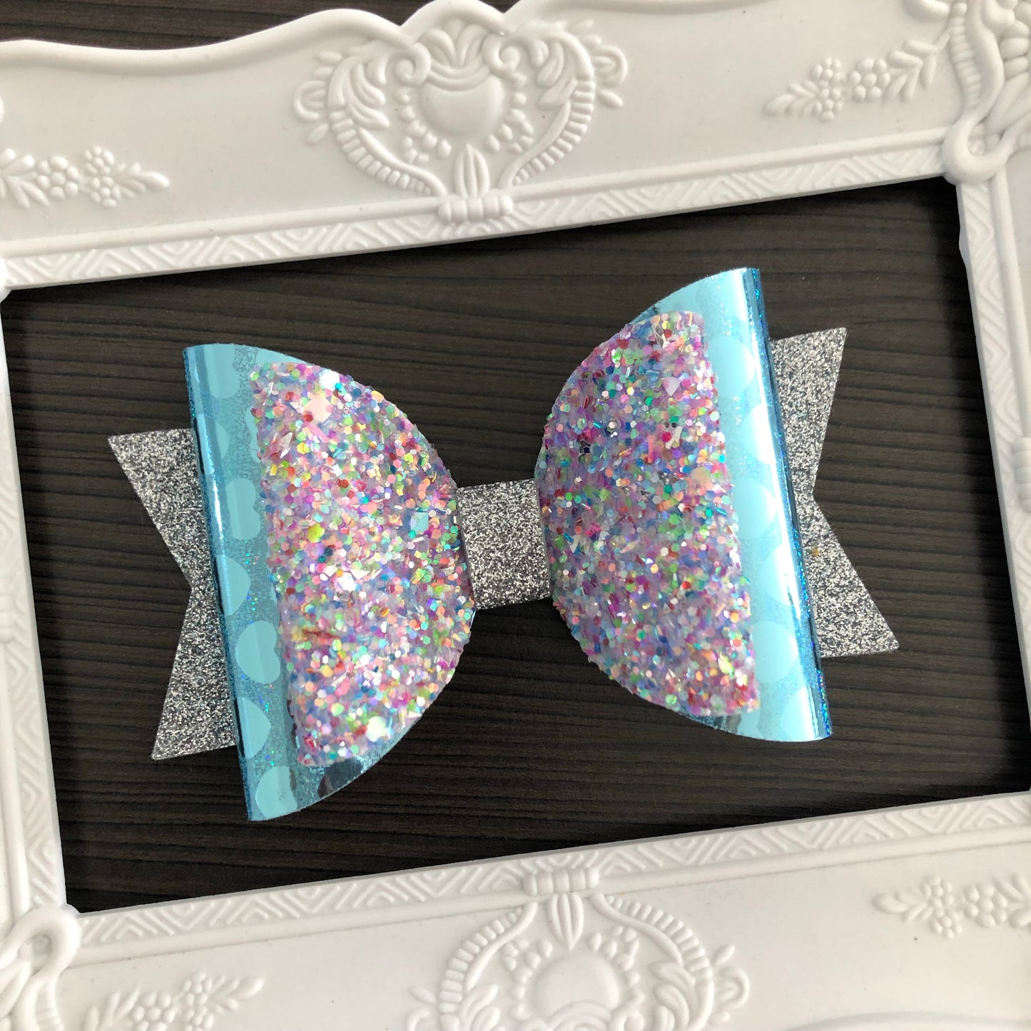 Large Heart Dolly Bow (Blue)