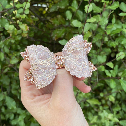 Rose Gold Lace Mermaid Bow