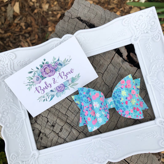 Spring Floral Dolly Bow