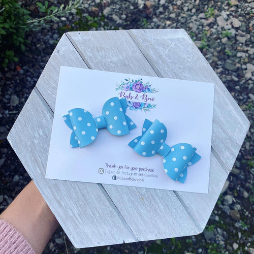 Polka Dot Mini Beauty Piggy Clips (Baby Blue)