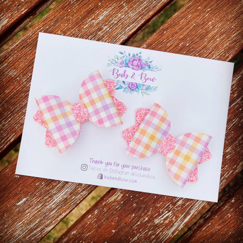 Pink Plaid Mini Kiarah Piggy Clips