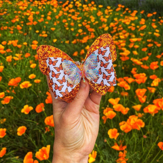 Monarch Butterfly Embellished Bow