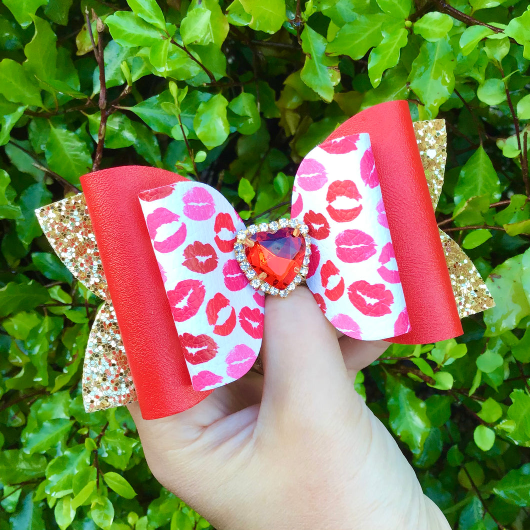 Red Embellished Kisses Bow