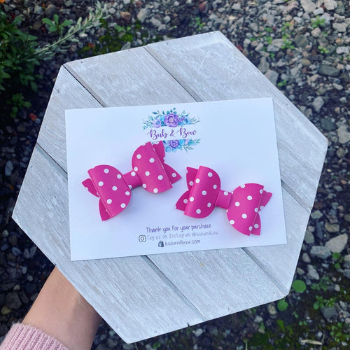 Polka Dot Mini Beauty Piggy Clips (Pink)