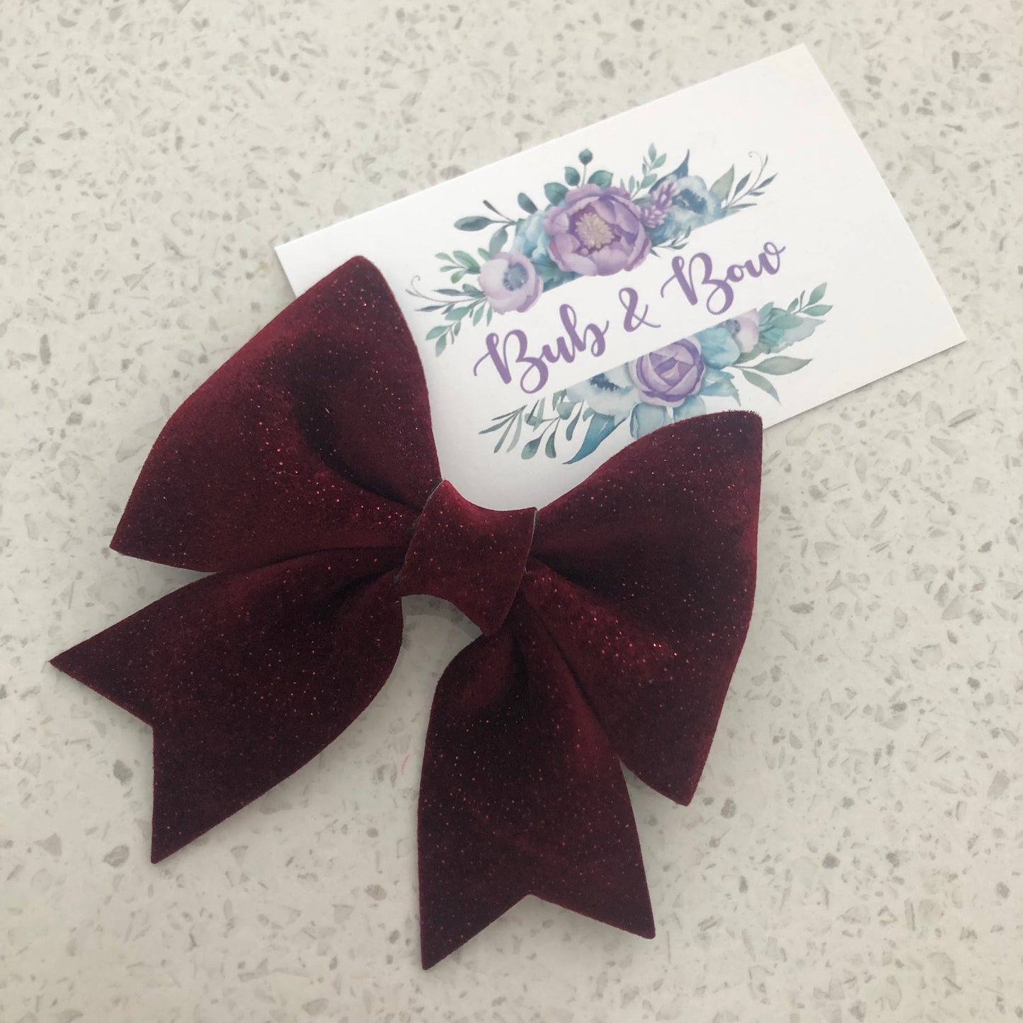 Ruby Shimmer Velvet Makayla Bow