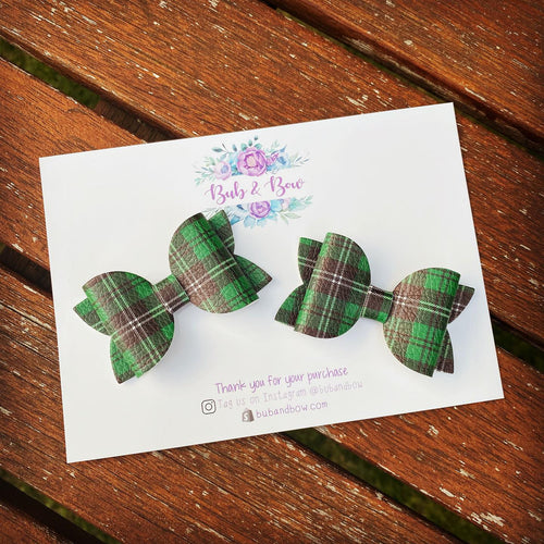 Green Tartan Mini Beauty Bows