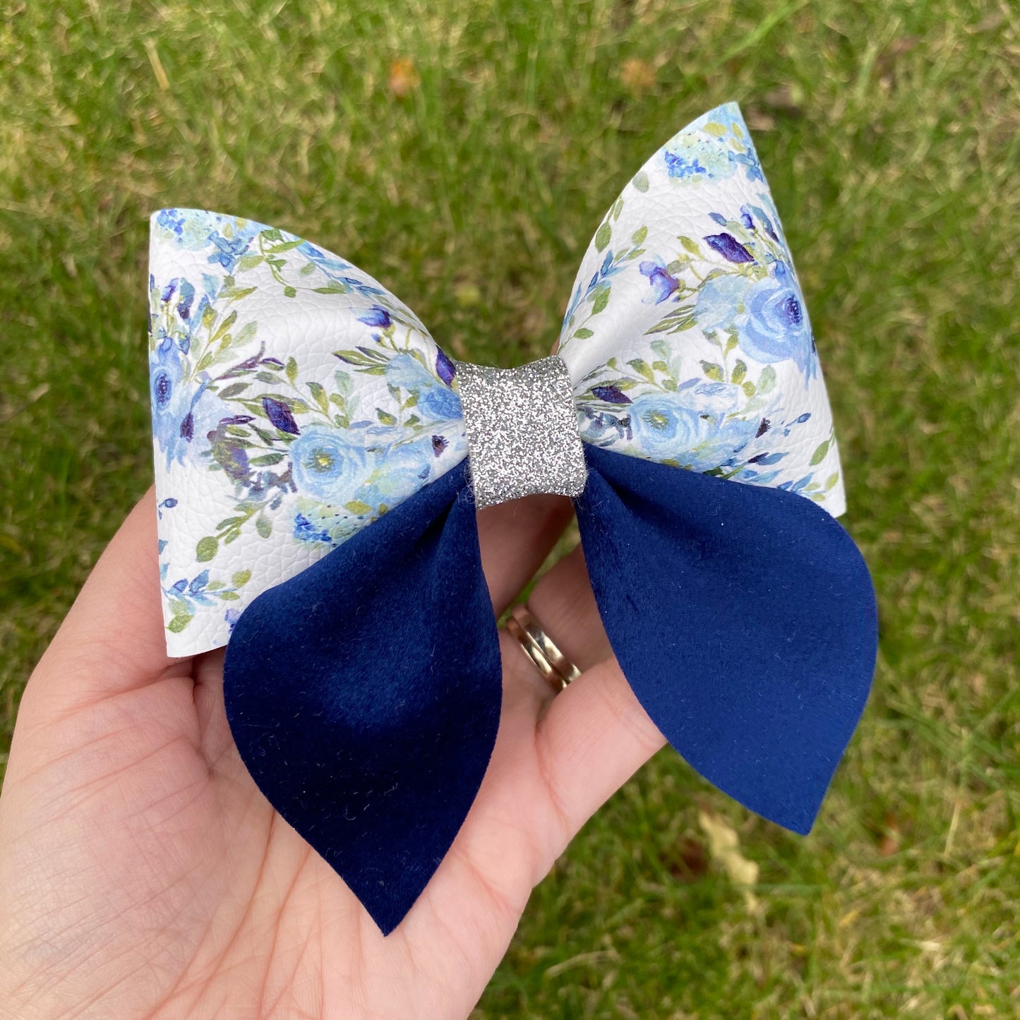 White Floral Sailor Bow