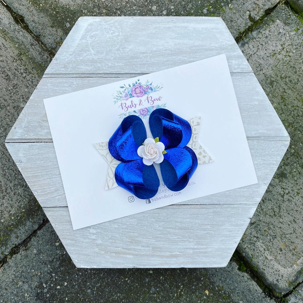 Metallic Royal Blue Deluxe Posey Bow