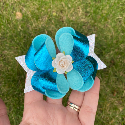 Metallic Blue Deluxe Posey Bow