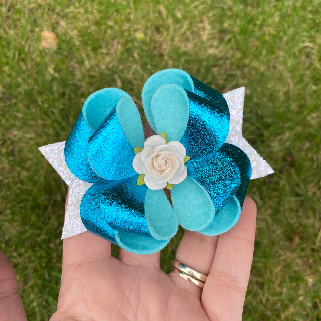 Metallic Blue Deluxe Posey Bow