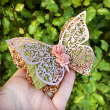 Load image into Gallery viewer, Filigree Butterfly Bow (RG/ Kharki)