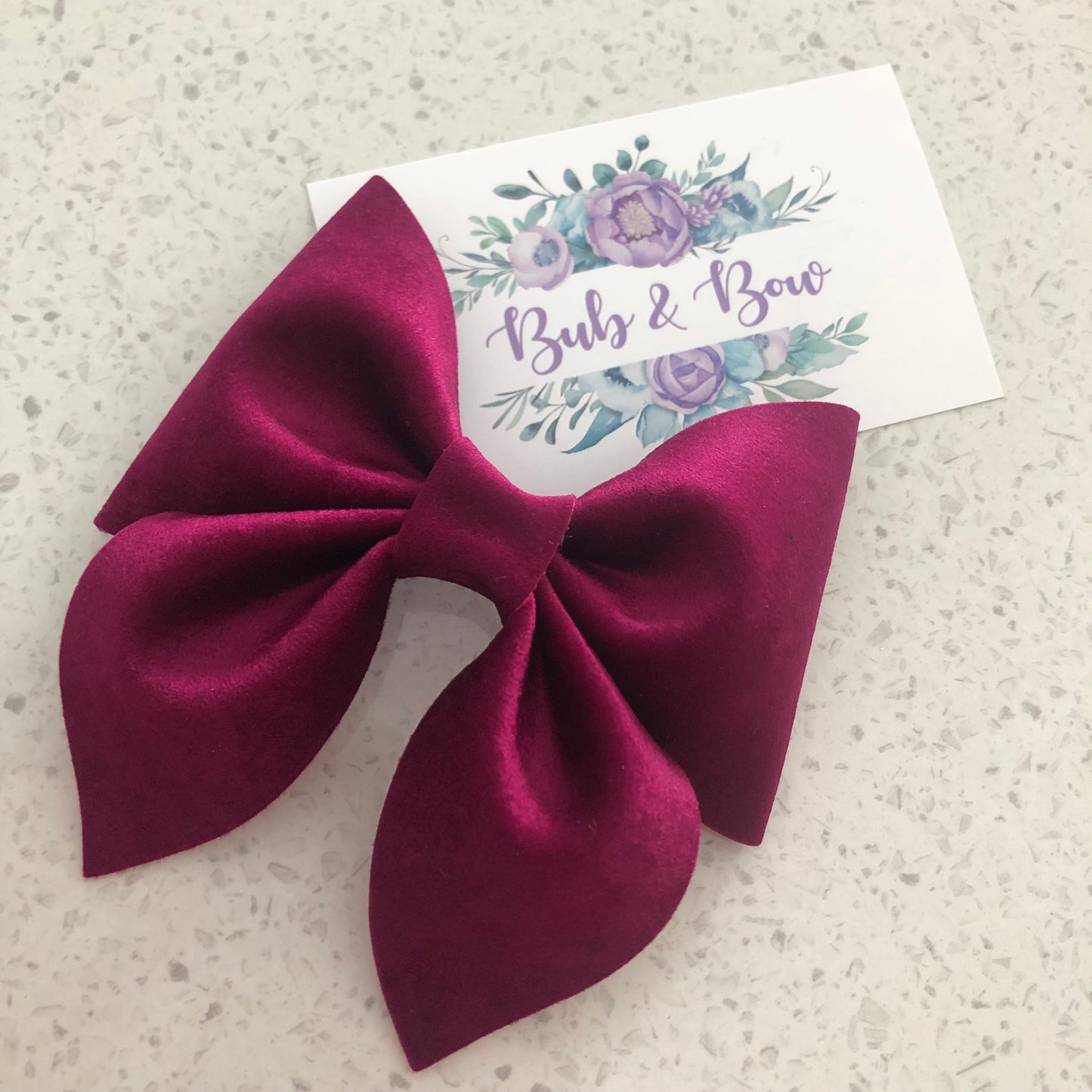 Raspberry Velvet Sailor Bow