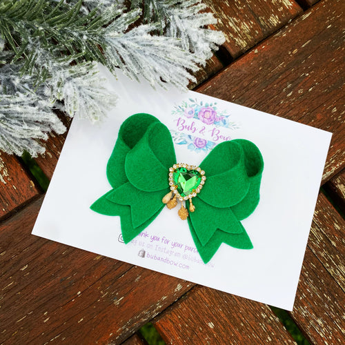 Franchi Fancy Felt Christmas Bow (Green)