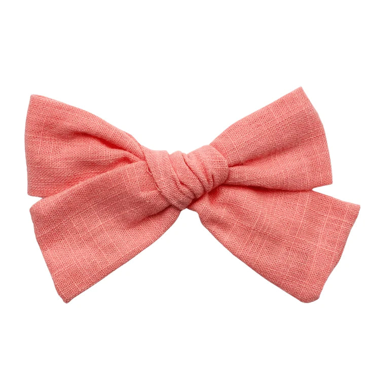 Coral Linen Bow 4"