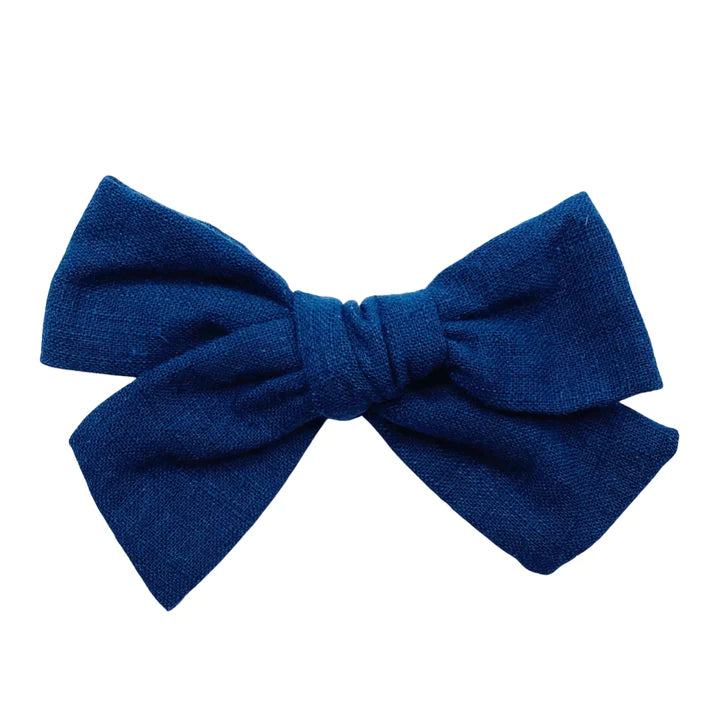 Navy Linen Bow 4"