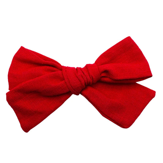 Red Linen Bow 4"