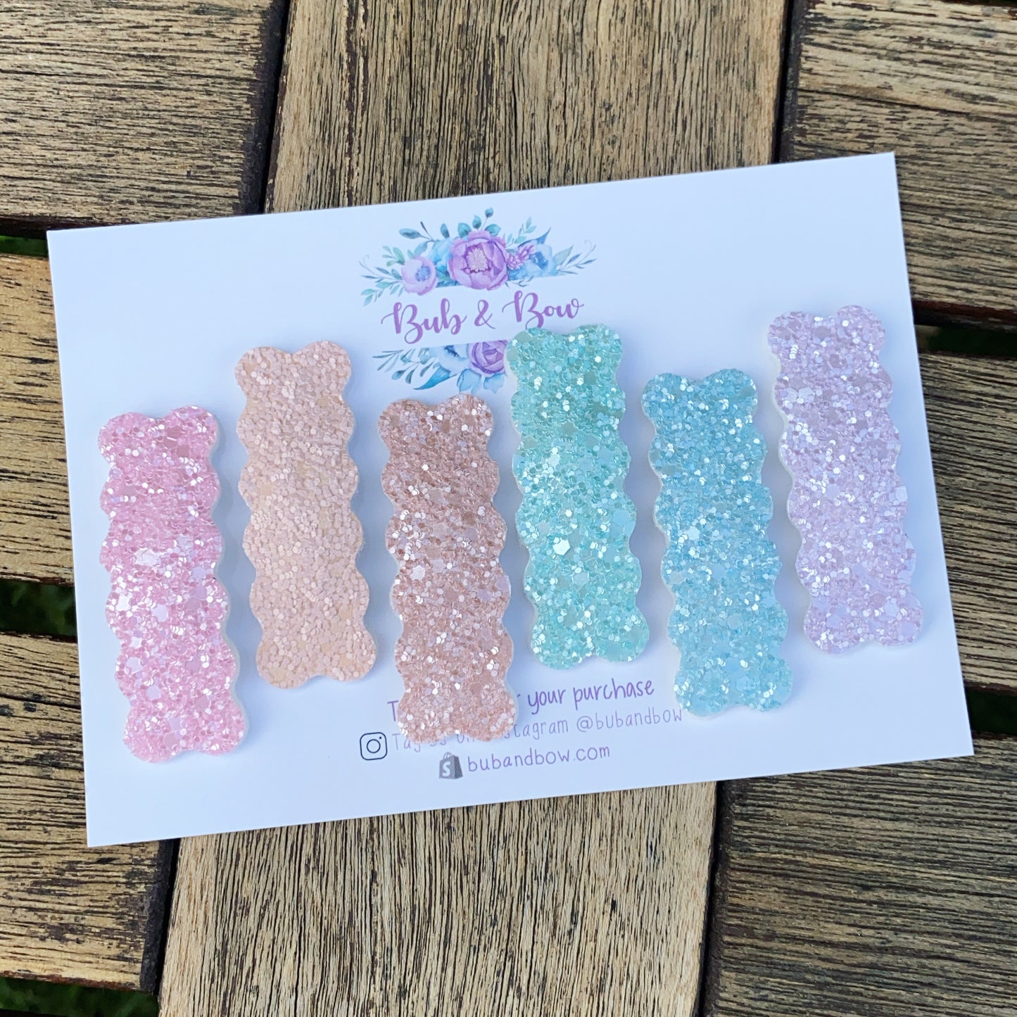 Glitter Snap Clip Set (6 clips)