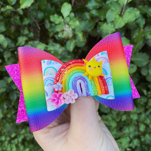 Happy Rainbow Large Dolly Clay bow