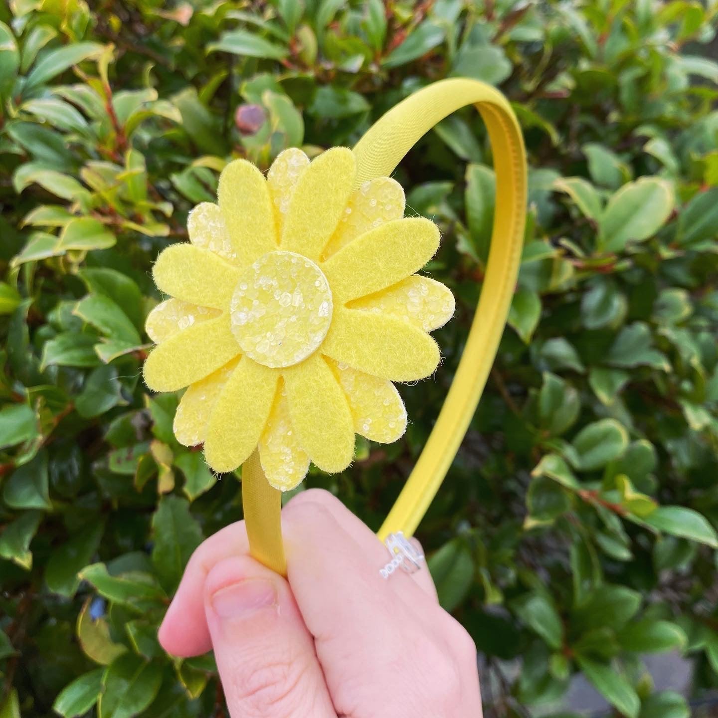 Yellow Daisy Satin Headband