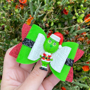 Grinch Santa Suit Clay bow