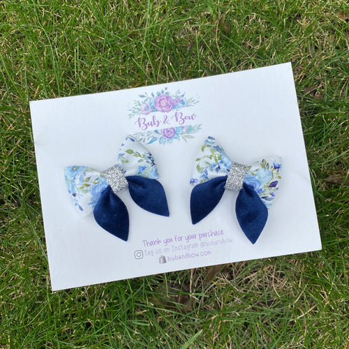 White Floral Mini Sailor Bow