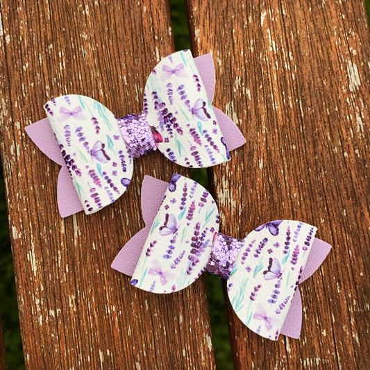 Duo Lavender Butterflies Mini Beauty bows