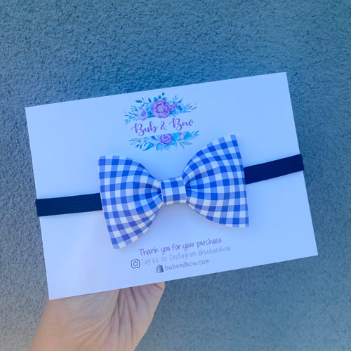 Blue Gingham Bow Tie