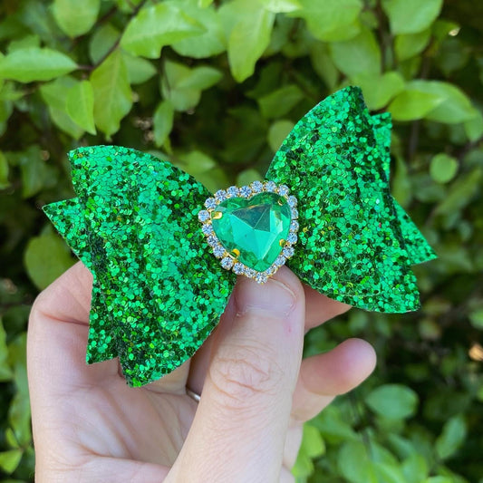 Classic Green Embellished Dolly Bow