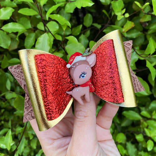 Reindeer Large Dolly Clay Bow