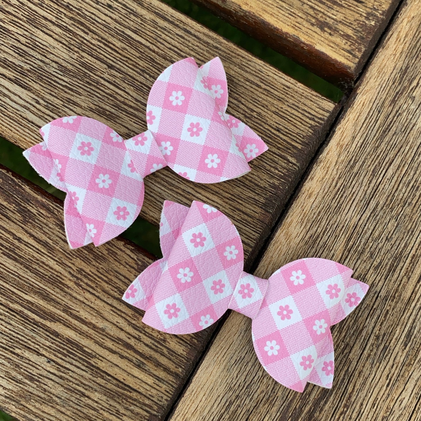 Blossom Gingham (Pink) Mini Beauty Bow