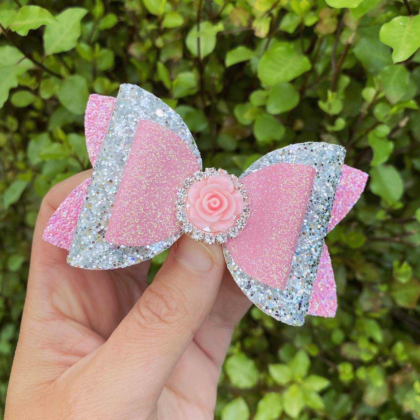 Pink Rhinestone Flower Embellished Imogen Bow