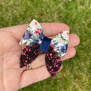 Royal Winter Blooms Mini Sailor Bow