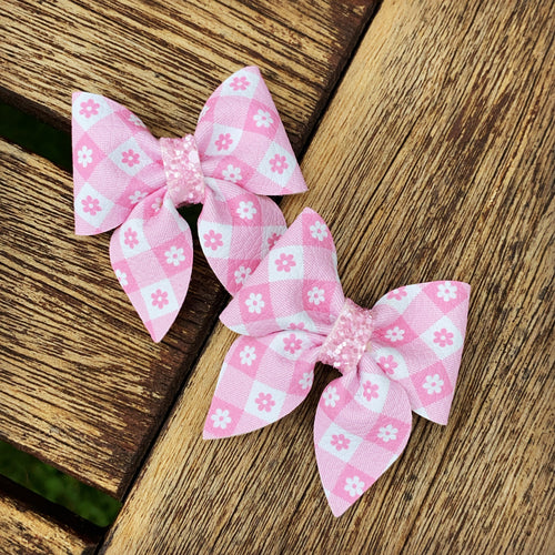 Blossom Gingham (Pink) Mini Sailor Bow