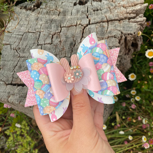 Pastel Eggs Embellished Easter Bow