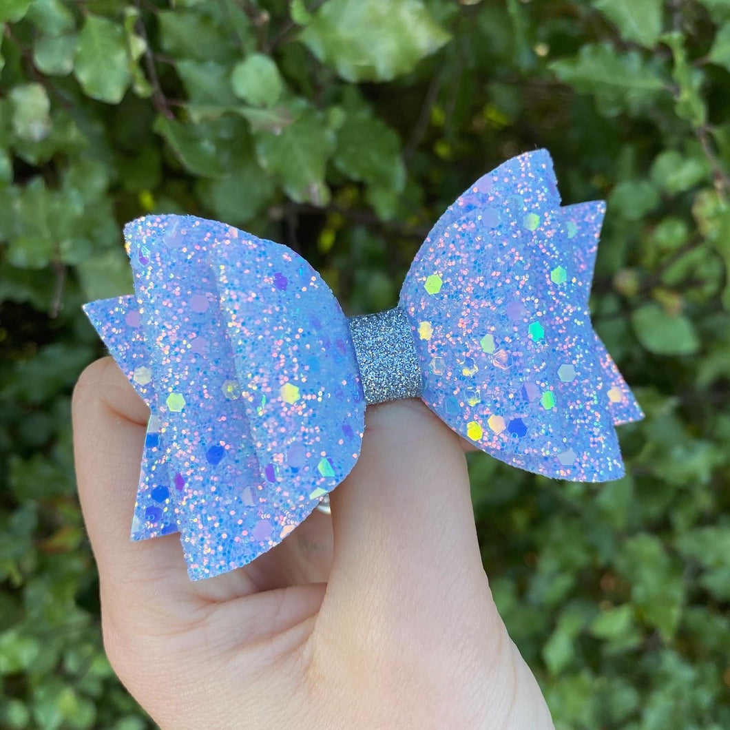 Periwinkle Glitter Dolly Bow