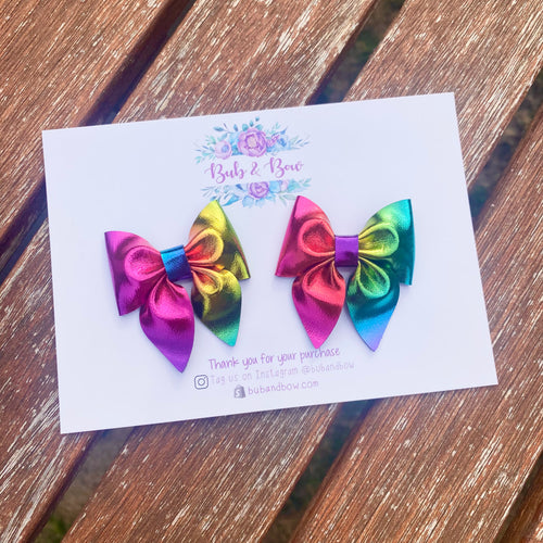 Metallic Rainbow Mini Sailor Bow