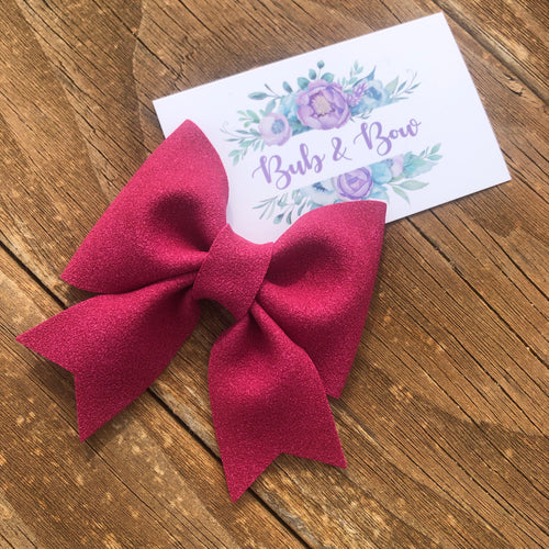 Raspberry Suede Makayla Bow