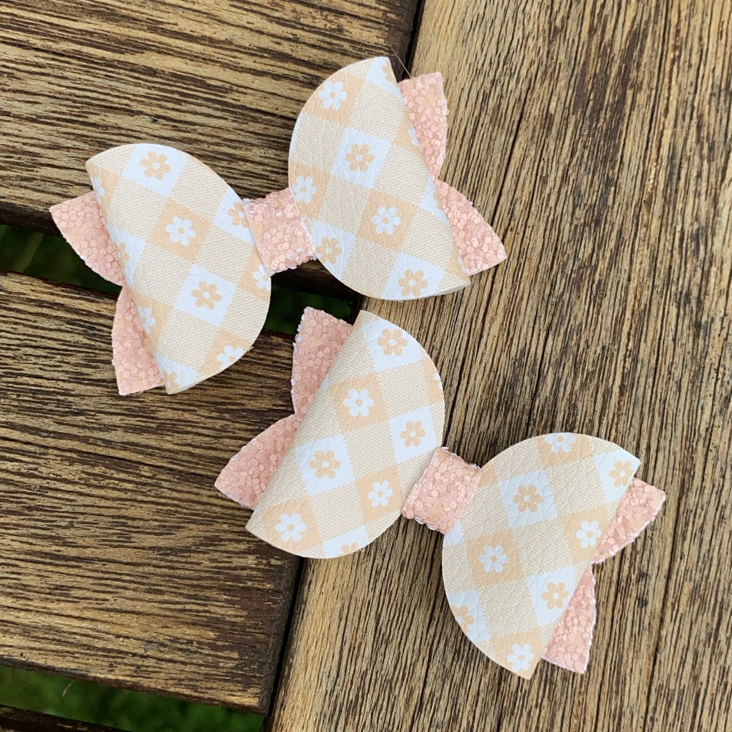 Blossom Gingham (Yellow Deluxe) Mini Beauty Bow