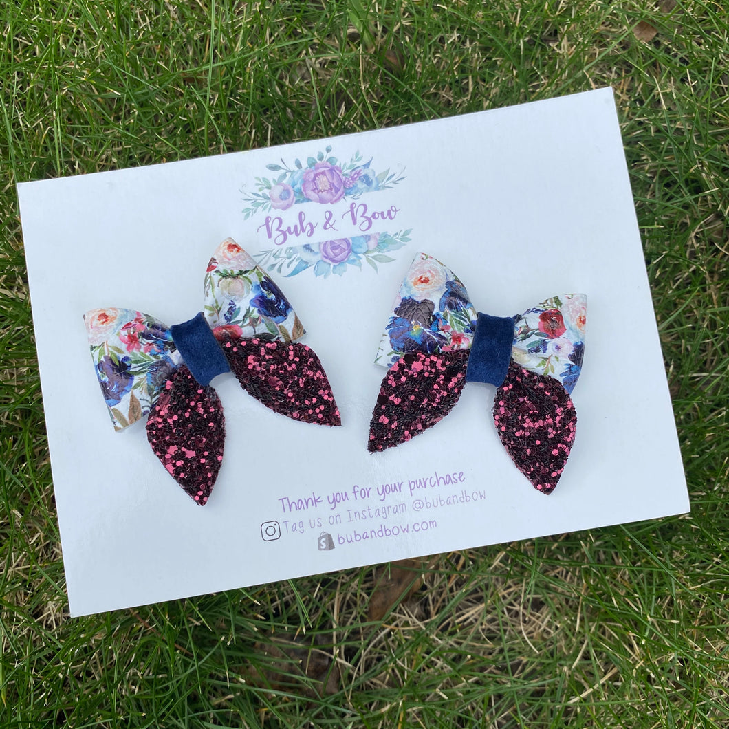 Royal Winter Blooms Mini Sailor Bow