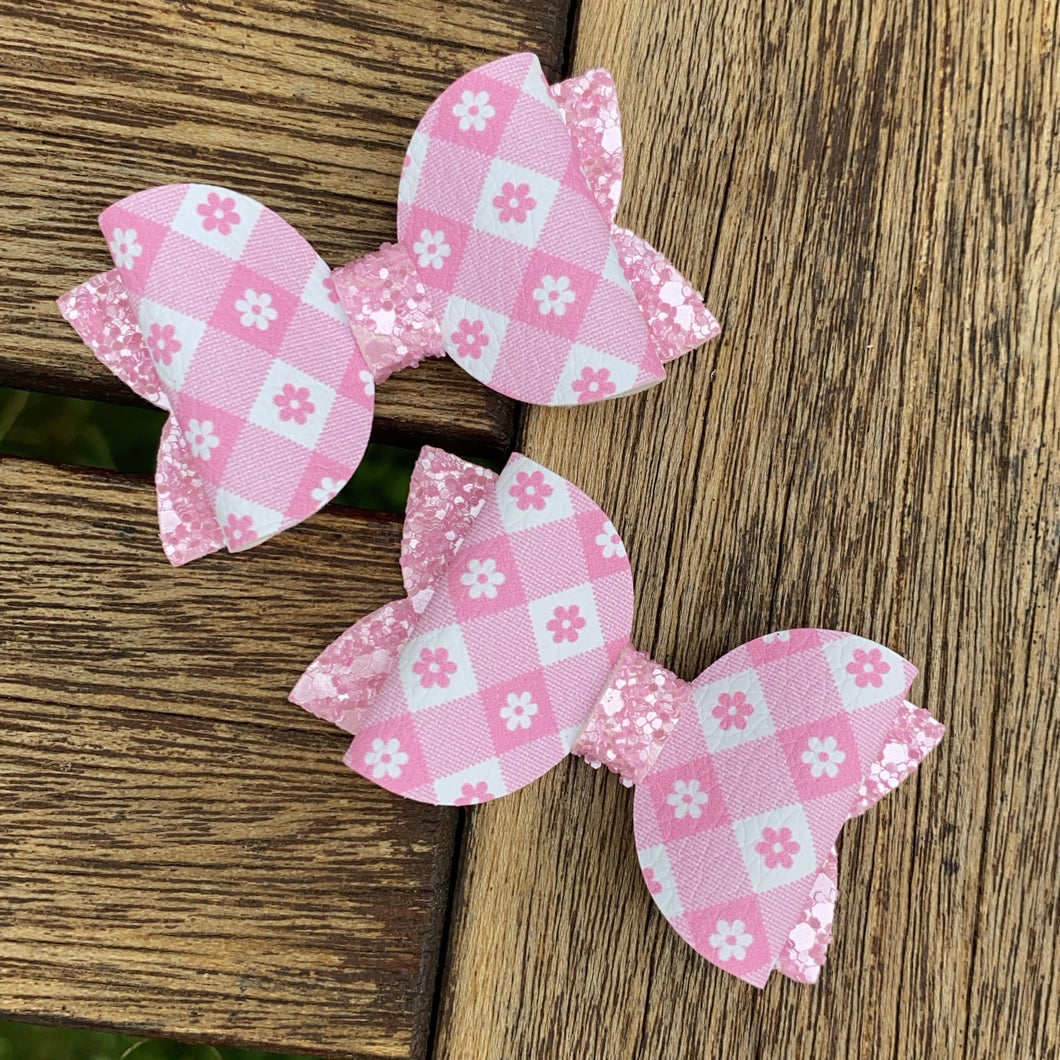 Blossom Gingham (Pink Deluxe) Mini Beauty Bow