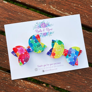 Rainbow Dots Mini Beauty bow