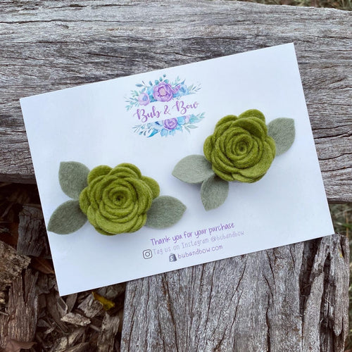 Mini Felt Bloom Piggys (Olive)