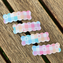 Load image into Gallery viewer, Pastel Gingham Wavy Snap Clips (each)