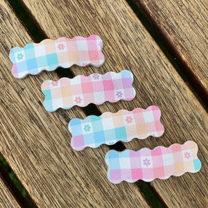 Pastel Gingham Wavy Snap Clips (each)