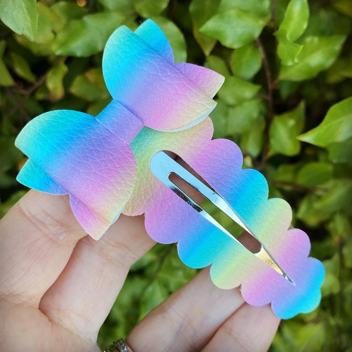 Pastel Rainbow Ombre Embellished Large Snap Clip