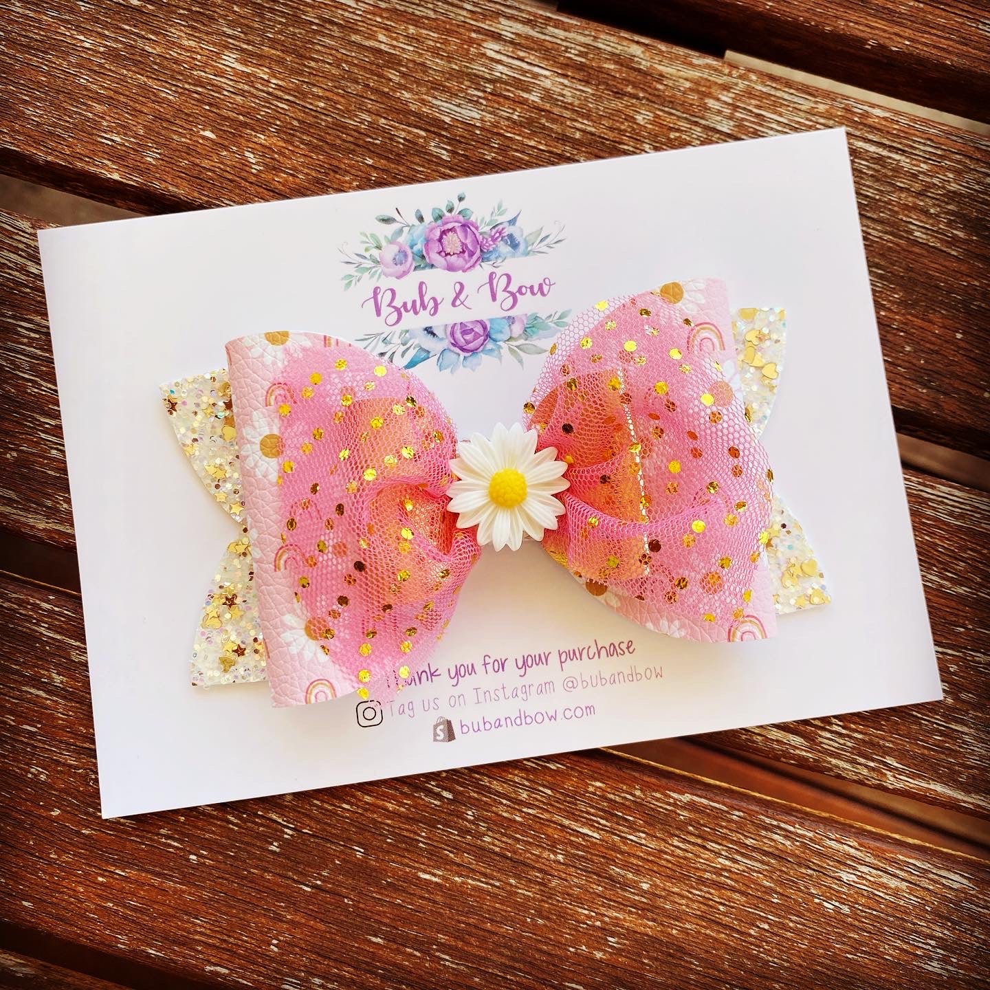 Daisy Tulle bow (12cm)