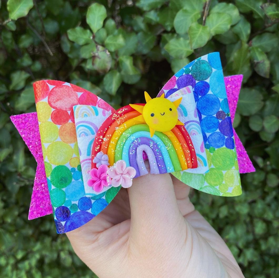 Happy Rainbow Large Dolly Clay bow