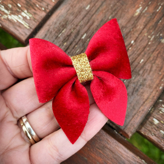 Red Velvet Mini Sailor Bows (5cm)