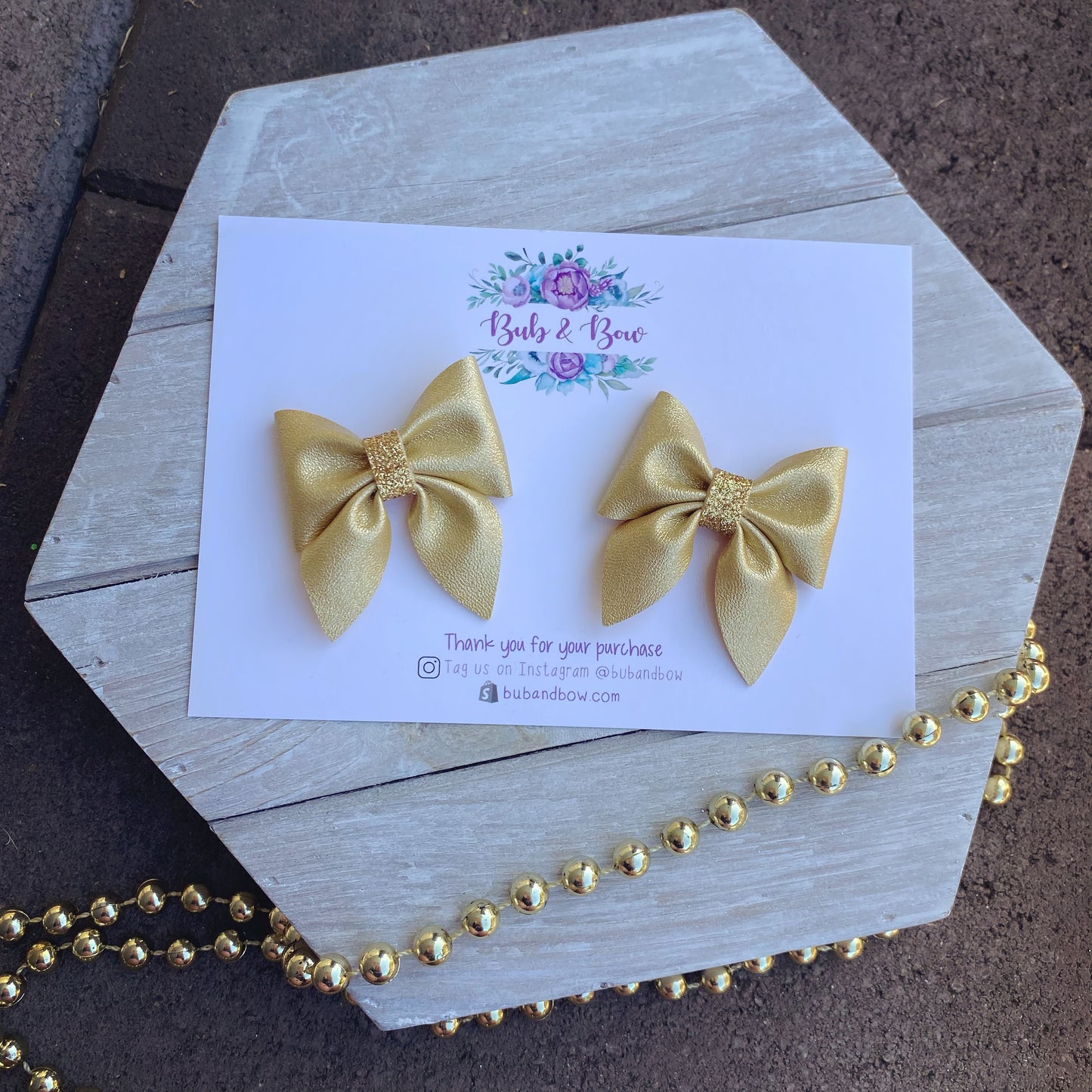 Gold Shimmer Mini Sailor Bows