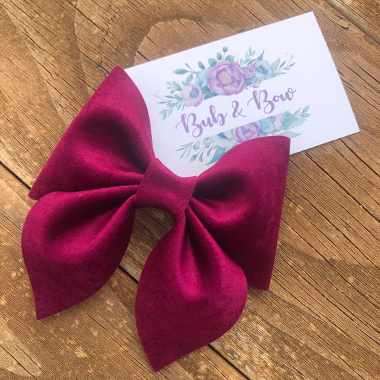 Raspberry Velvet Sailor Bow